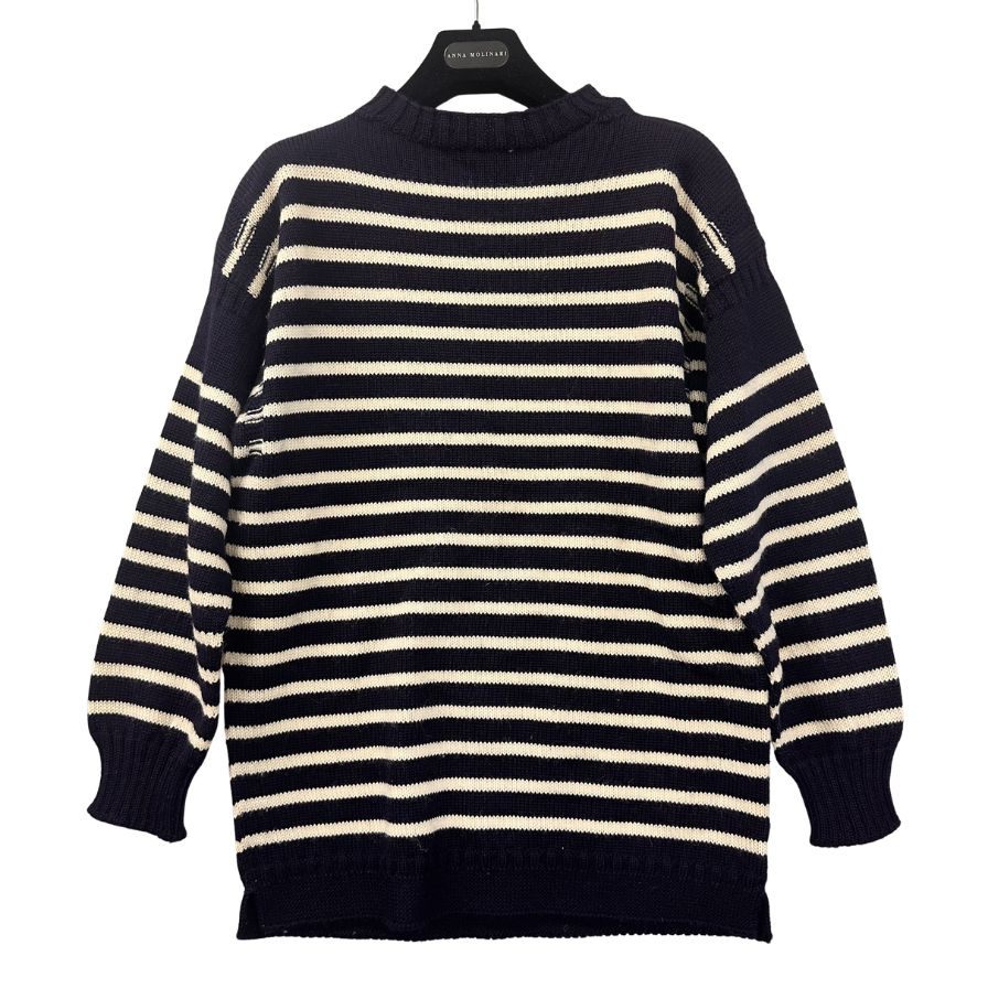 美品◆ガンジーウーレンズ ロングスリーブニット ウール イングランド製 サイズ38 GUERNSEY WOOLENS 【AFB2】
