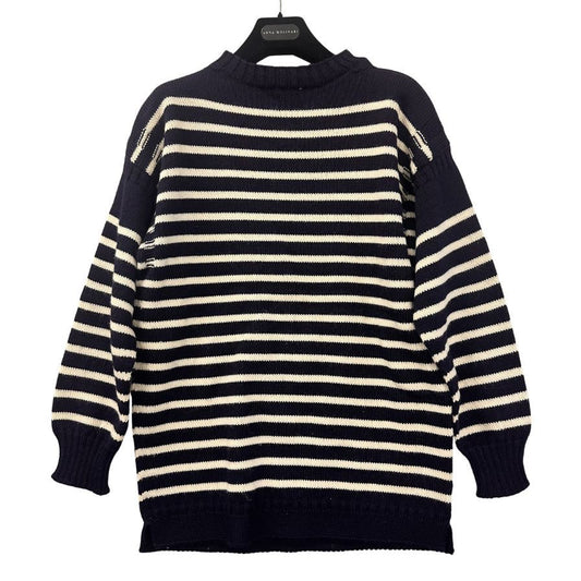 美品◆ガンジーウーレンズ ロングスリーブニット ウール イングランド製 サイズ38 GUERNSEY WOOLENS 【AFB2】
