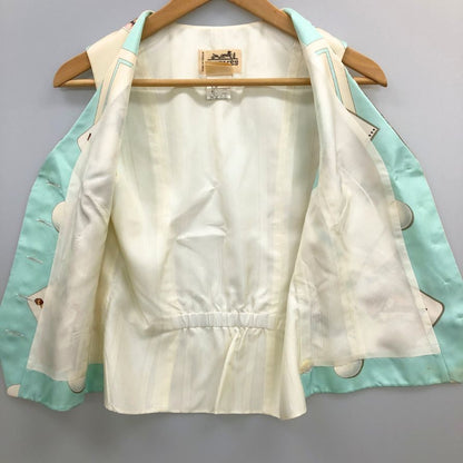中古◆エルメス ベスト スカーフ 総柄 ジレ デザイン マルジェラ期 90s 90年代 ホワイト レディース サイズ38 HEMRES 【AFB8】