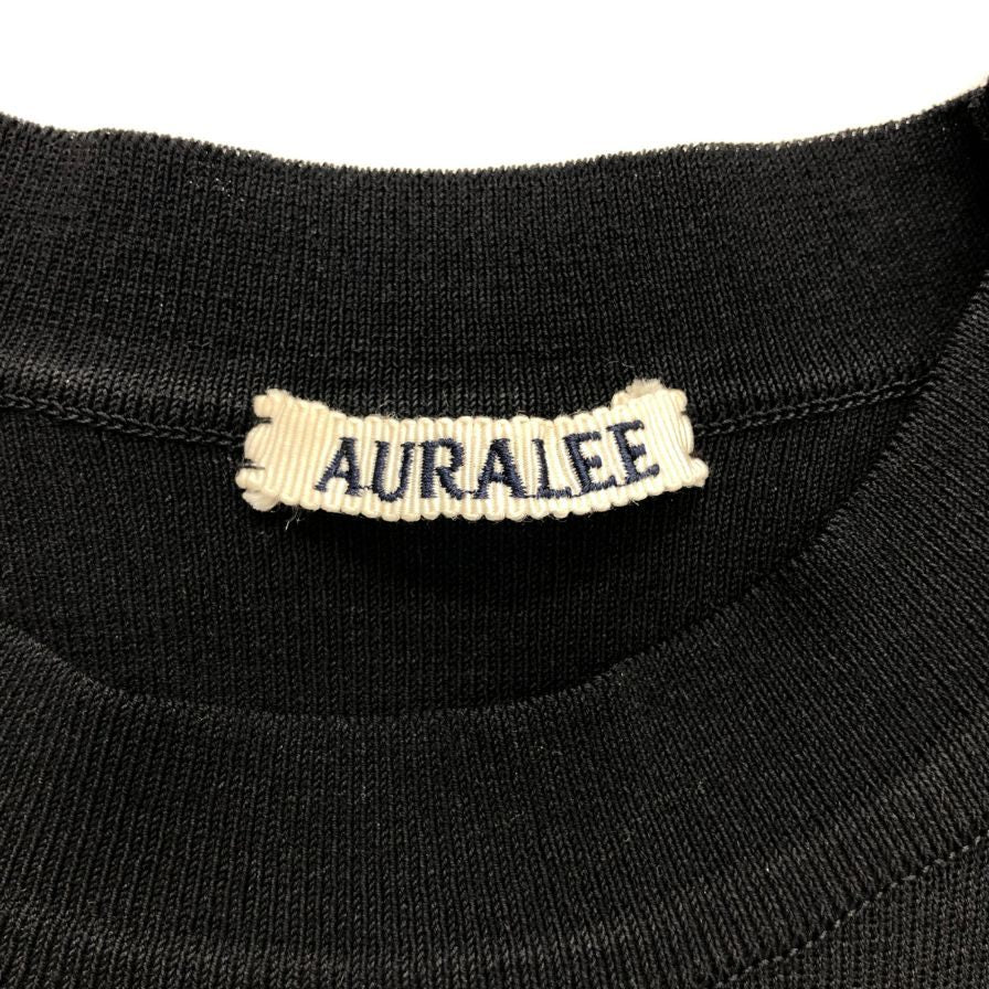 美品◆オーラリー ニット サマーニット Tシャツ 半袖 ウール ポリエステル ブラック系 サイズ3 メンズ AURALEE 【AFB40】