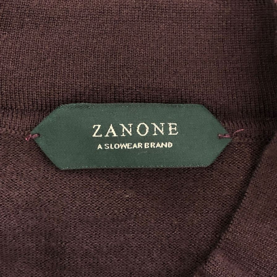 美品◆ザノーネ ウール  ハイネック シャツ メンズ サイズ 46 ブラウン系 ZANONE 【AFB1】