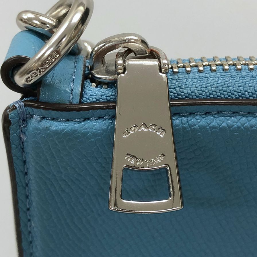 コーチ ポーチ レザー ジップ Cロゴ レディース ブルー COACH【AFE5】
