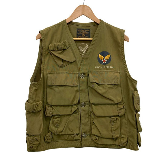中古◆アルファインダストリーズ ベスト C-1 ヴィンテージ アーミー エアフォース カーキ メンズ サイズM ALPHA INDUSTRIES 【AFB51】