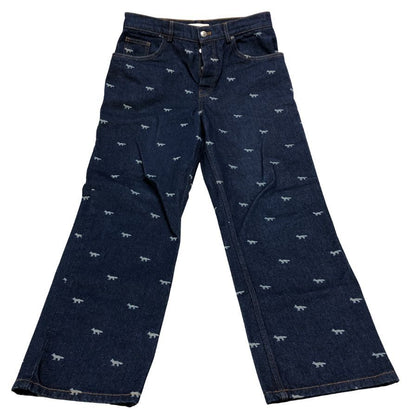 メゾンキツネ デニムパンツ キツネ柄 ボタンフライ メンズ サイズ30 MAISON KITSUNE 【AFB33】