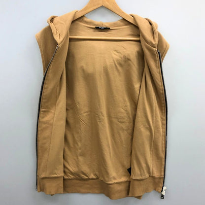 中古◆バルマン ノースリーブパーカー ジップアップ サイドロゴ ベージュ メンズ サイズXS BALMAIN 【AFB8】