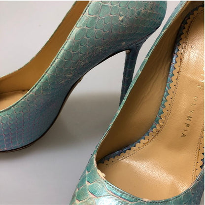 シャーロットオリンピア パンプス ハイヒール パイソン サイズ36.5 レディース ブルー系 Charlotte Olympia 約23.5cm【AFC2】