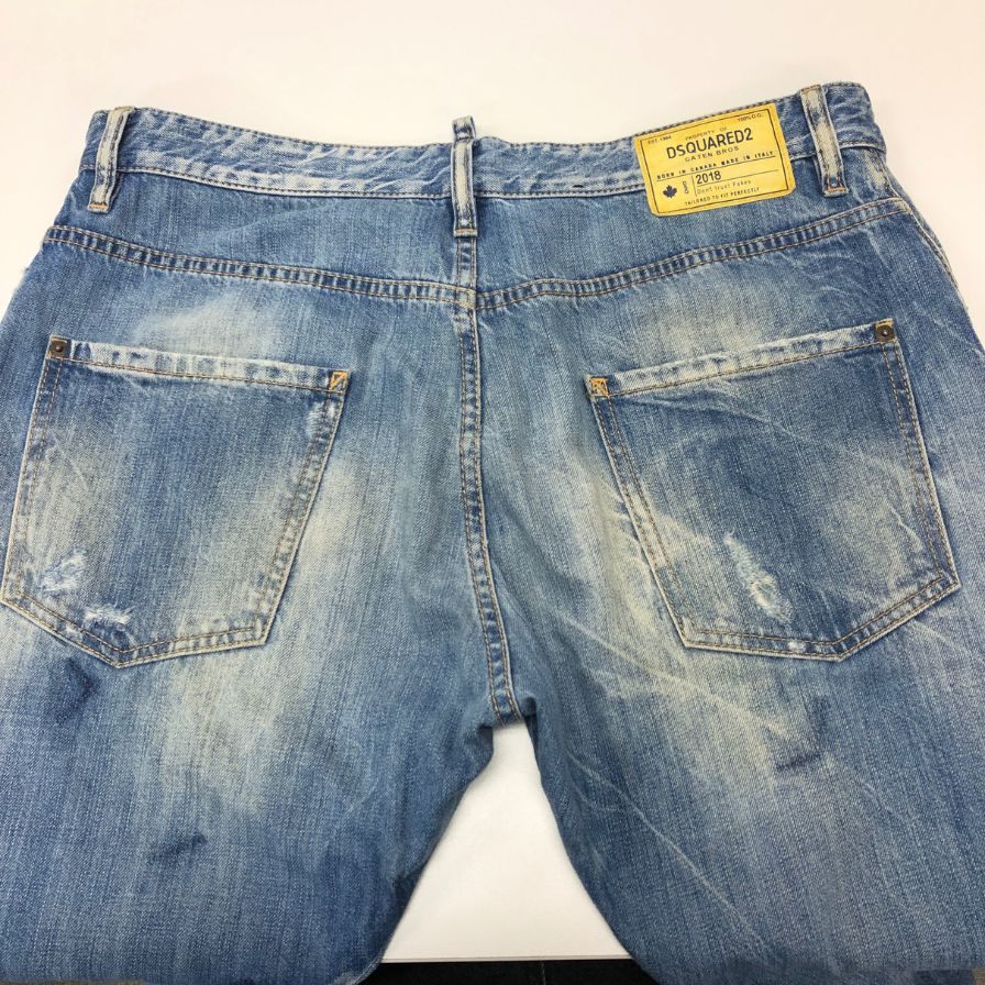 ディースクエアード デニムパンツ 18ss チェック当て布 クラシック ケニー ツイスト ストレッチ メンズ インディゴブルー サイズ50 DSQUARED 【AFB6】