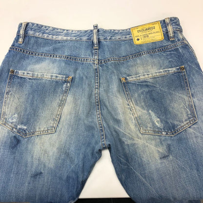 ディースクエアード デニムパンツ 18ss チェック当て布 クラシック ケニー ツイスト ストレッチ メンズ インディゴブルー サイズ50 DSQUARED 【AFB6】