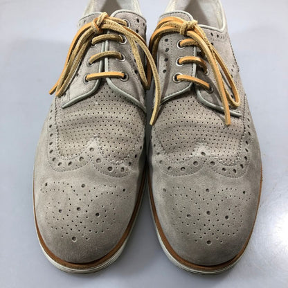 サントーニ スエード スニーカー ウィングチップ ローカット ライトグレー メンズ サイズ7.5 Santoni 約26.5cm【AFC47】