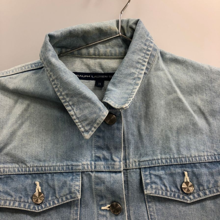 中古■ラルフローレン スポーツ デニムジャケット ショート丈 レディース サイズ11 ブルー系 Ralph Lauren Sports 【AFB12】