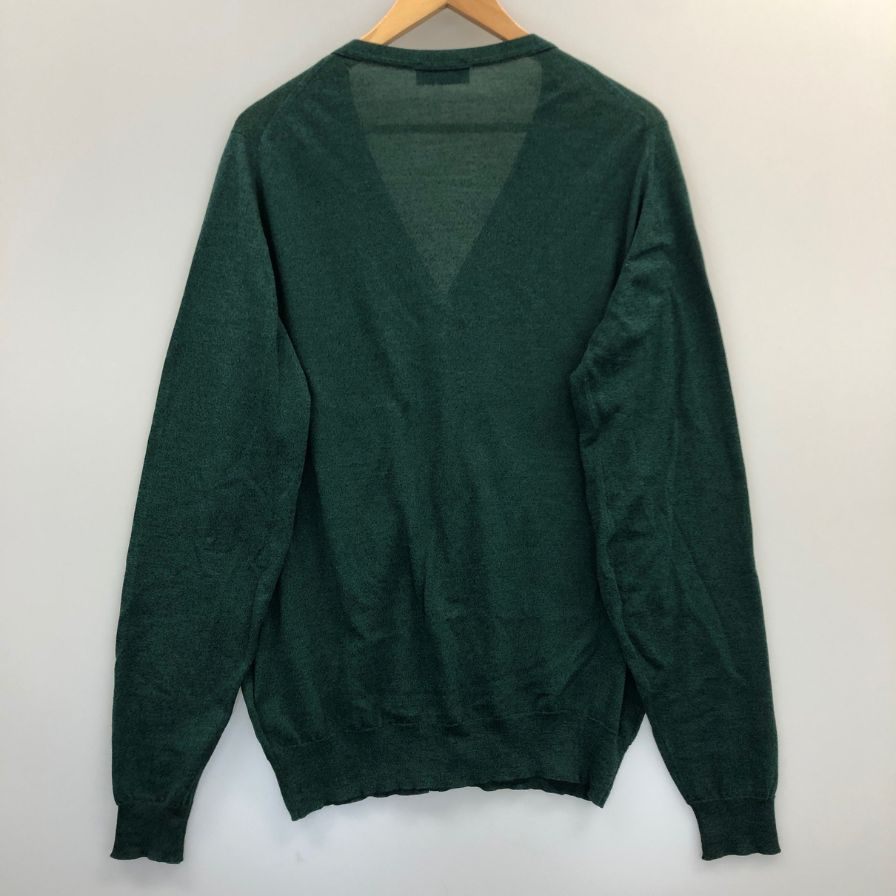 美品◆ジョンスメドレー  カーディガン ウール ニット ハイゲージ グリーン メンズ サイズL JOHN SMEDLEY 【AFB3】