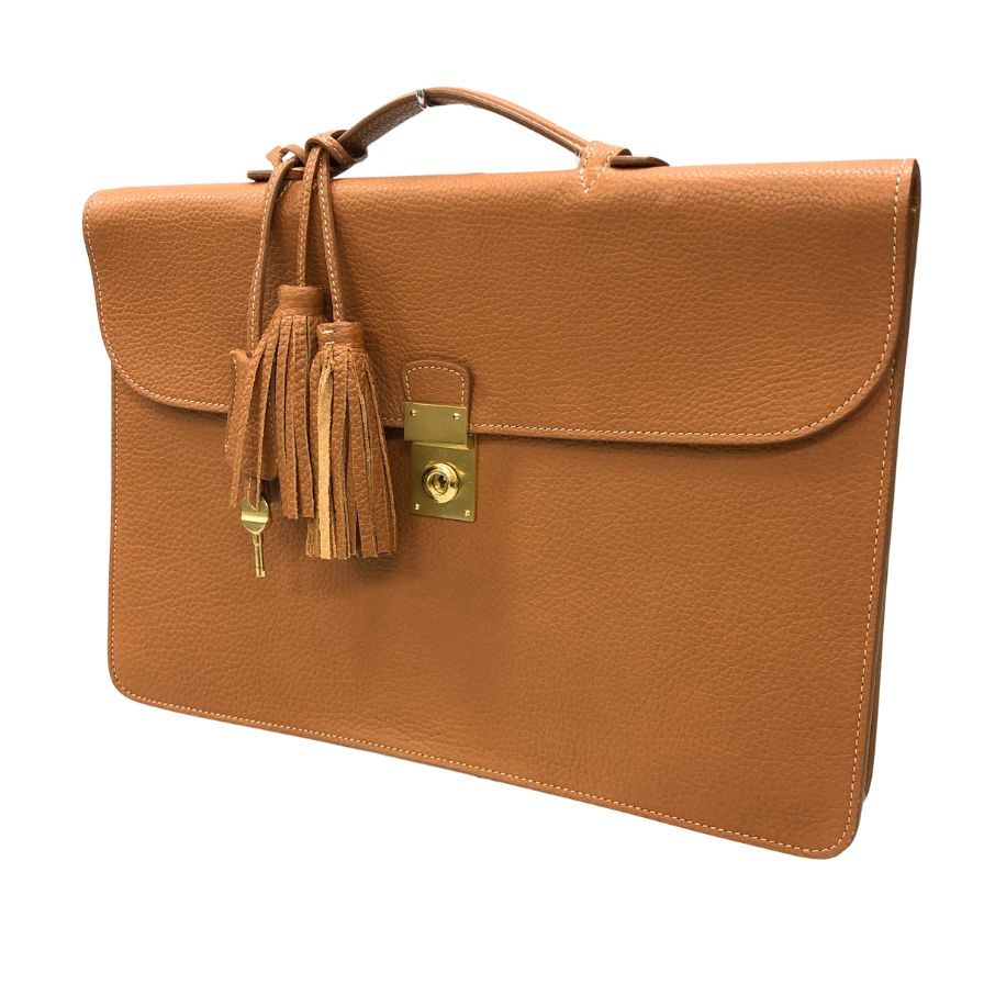 アカーテ ブリーフケース ナチュラルシュリンクレザー ブラウン ゴールド金具 メンズ ACATE【AFE1】