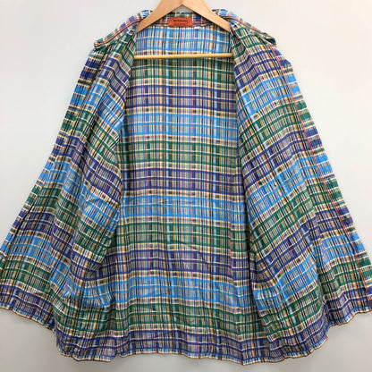 美品◆ミッソーニ チェックシャツ コットン イタリア製 ブルー メンズ サイズ 48 MISSONI 【AFB18】