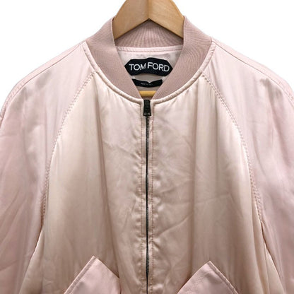 極美品◆トムフォード シルク ブルゾン スタジアムジャンパー イタリア製 レディース サイズ42 ピンク TOMFORD 【AFB48】