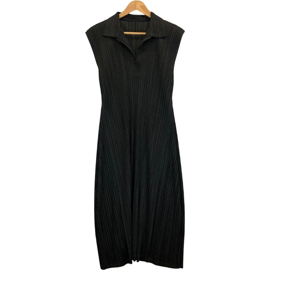 美品◆プリーツプリーズ ワンピース PP51-JH163 ノースリーブ ポリエステル レディース ブラック サイズ3 PLEATS PLEASE 【AFB33】