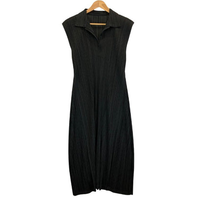 美品◆プリーツプリーズ ワンピース PP51-JH163 ノースリーブ ポリエステル レディース ブラック サイズ3 PLEATS PLEASE 【AFB33】