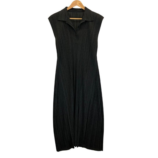 美品◆プリーツプリーズ ワンピース PP51-JH163 ノースリーブ ポリエステル レディース ブラック サイズ3 PLEATS PLEASE 【AFB33】