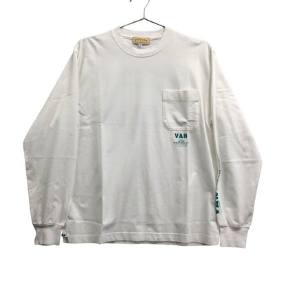 極美品◆ヴァンヂャケット ロングスリーブTシャツ バックロゴ ホワイト×グリーン サイズM VAN 【AFB29】