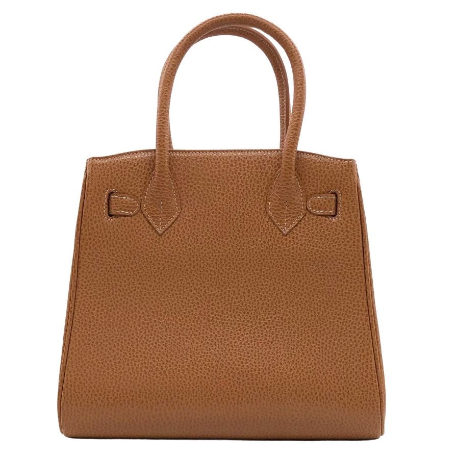 ローマ イタリー レディース レザーハンドバッグ ケリー風 ブラウン ROMA ITALY【AFE8】