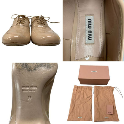 ミュウミュウ レザーシューズ エナメル ビジュー ピンク サイズ39 レディース MIUMIU 約25.5cm【AFD9-2】