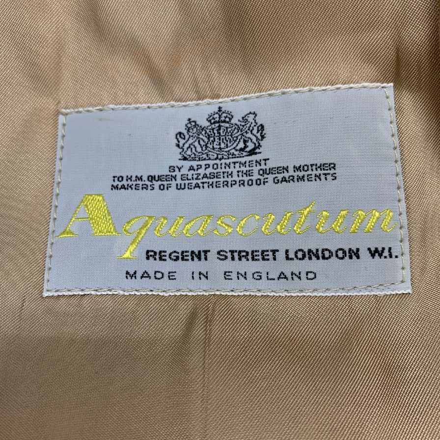 美品◆アクアスキュータム アクア5 ステンカラー コート コットン ベージュ サイズ表記なし Aquascutum 【AFA12】