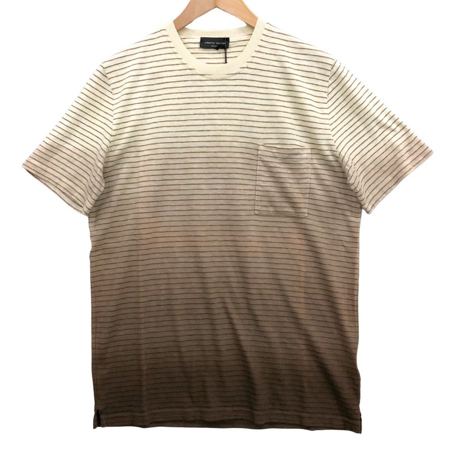 中古◆ロベルトコリーナ クルーネック Tシャツ ブラウングラデ メンズ 48サイズ Roberto Collina 【AFB45】