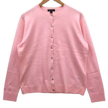 極美品◆ブルックスブラザーズ ラウンドネック カーディガン SAXON WOOL レディース サイズL ピンク Brooks Brothers 【AFB24】