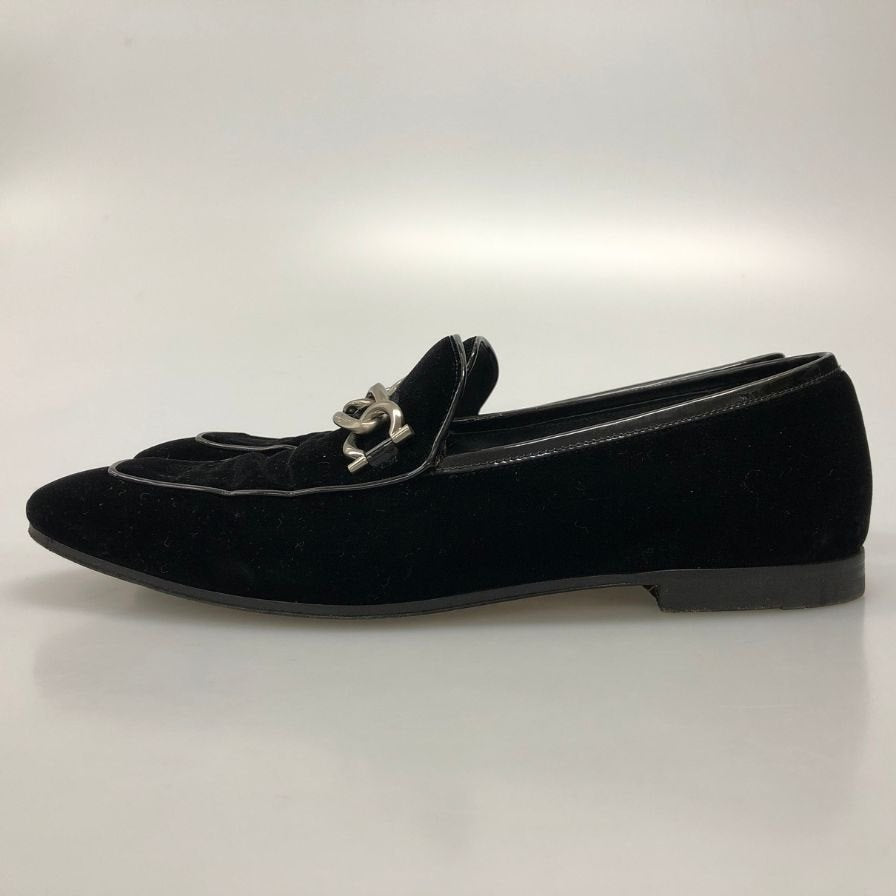 フェラガモ ビットローファー 67438 ベロア メンズ ブラック サイズ9 FERRAGAMO 約26.5cm【AFC47】