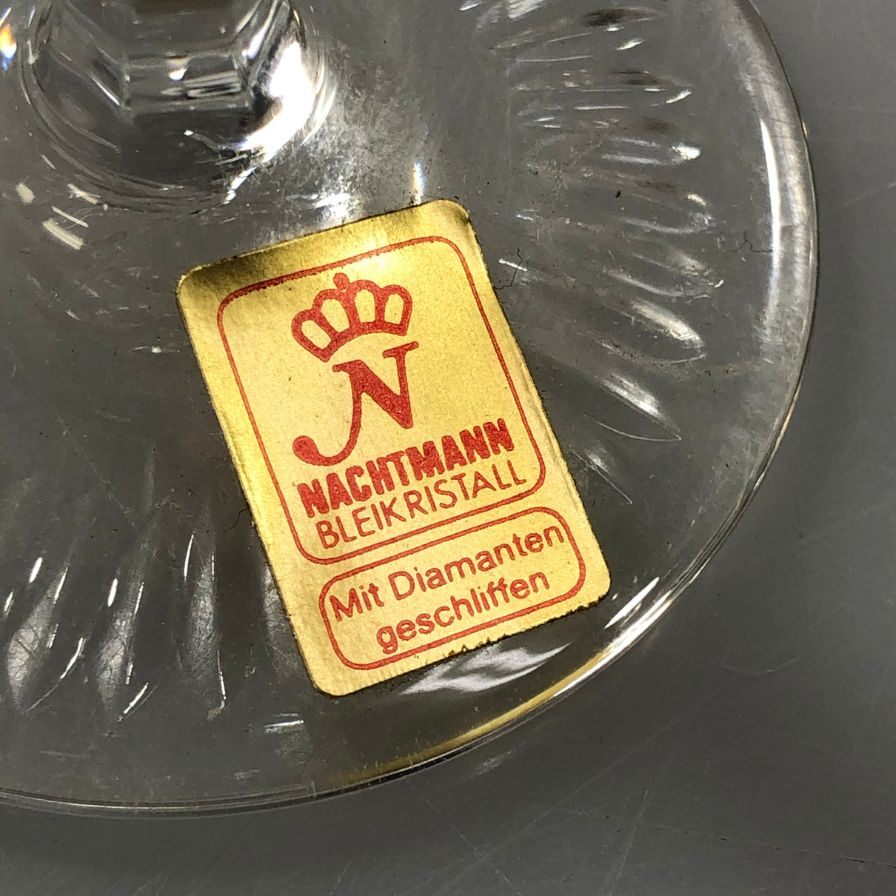 ナハトマン 2客セット 切子風 赤被せ ワイングラス ドイツ製 クリスタル NACHTMANN【AFI8】【中古】