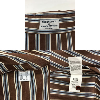 極美品◆フィロソフィーディアルベルタフェレッティ 長袖シャツ ストライプ レディース サイズI40 PHILOSOPHY di ALBERTA FERRETTI 【AFB39】