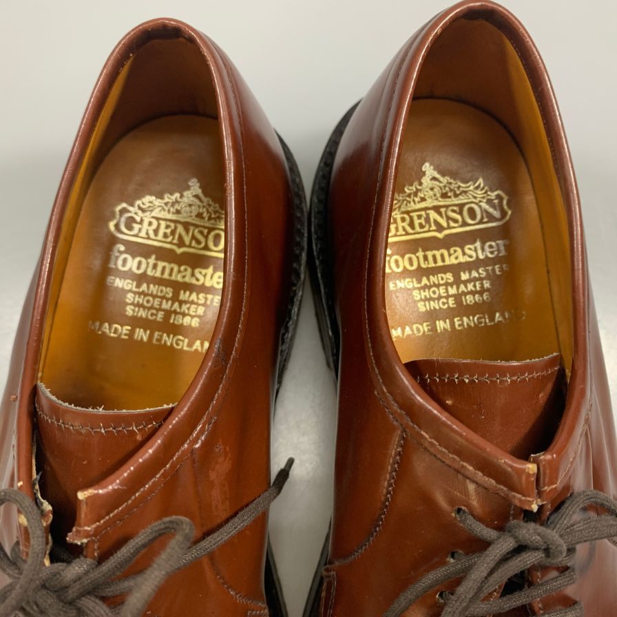 グレンソン プレーントゥ ポリッシュレザー 6229 ブラウン サイズUK5.5E GRENSON ビジネスシューズ 約24.0cm【LA】【中古】