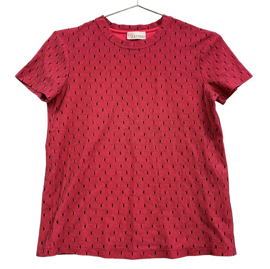 極美品◆レッドヴァレンティノ Tシャツ ドット柄レース レディース サイズXS ピンク RED VALETINO 【AFB36】