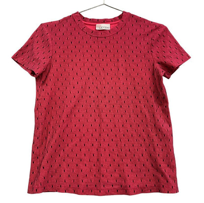 極美品◆レッドヴァレンティノ Tシャツ ドット柄レース レディース サイズXS ピンク RED VALETINO 【AFB36】