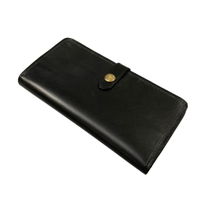 グレンロイヤル 長財布 二つ折り財布 フラップボタン ブライドルレザー ブラック ゴールド金具 GLENROYAL【AFI1】