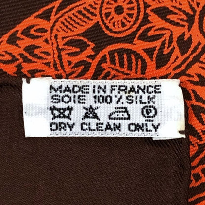 エルメス カレ90 Les Legendes de L'Arbre 木の伝説 シルク ブラウン×オレンジ HERMES【AFI18-3】