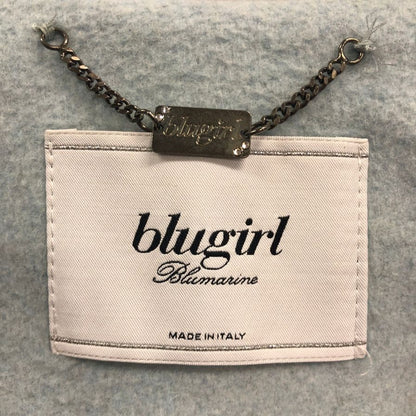 美品◆ブルーガール ノーカラー ハーフコート ライトブルー サイズ38 レディース Blugirl 【AFF23】