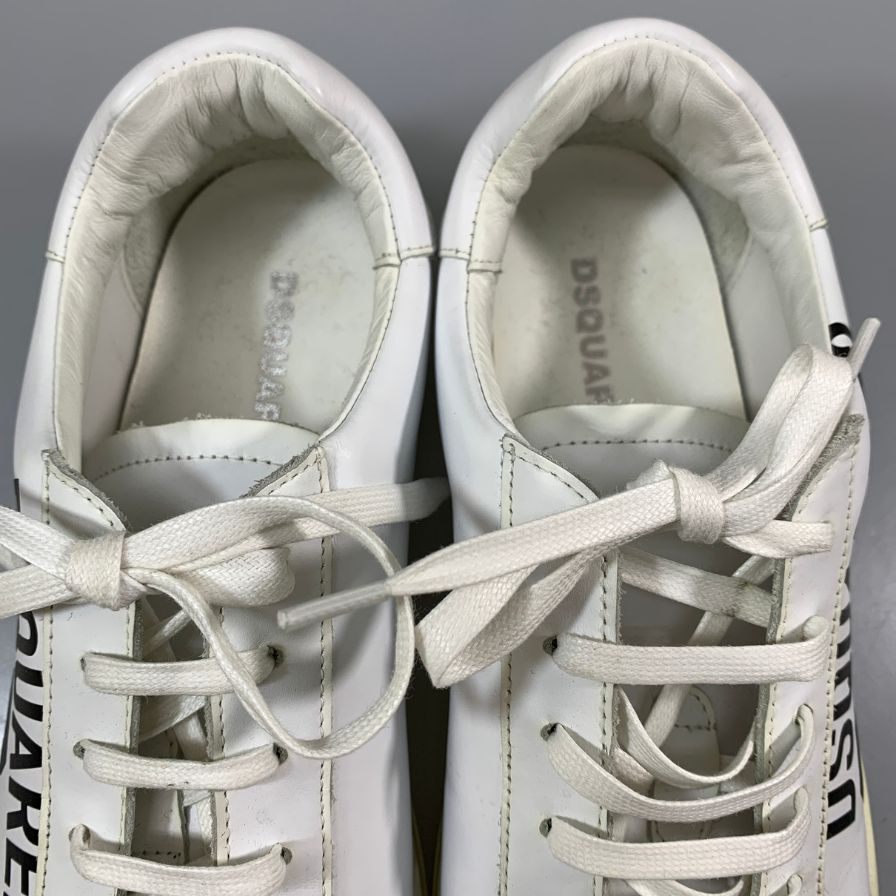 ディースクエアード レザースニーカー ロゴプリント メンズ ホワイト サイズ41 DSQUARED2 約26.0cm【AFC40】