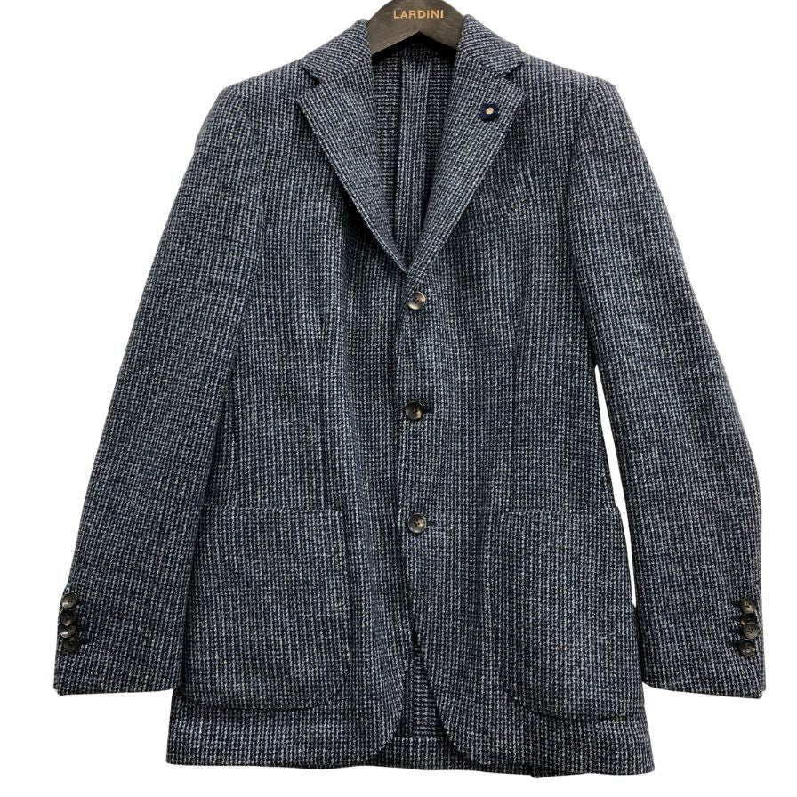 美品◆ラルディーニ ジャケット 3-B シングル ニット調  メンズ  ブルー系 サイズ 42 LARDINI 【AFA22】
