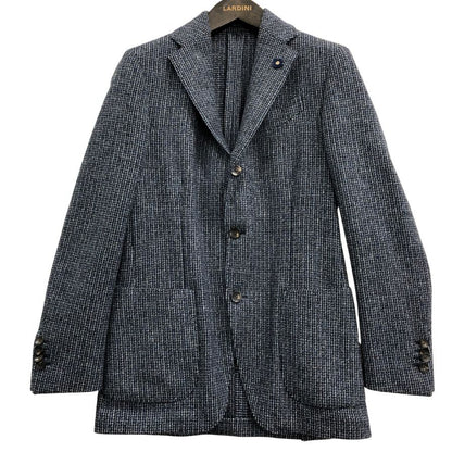 美品◆ラルディーニ ジャケット 3-B シングル ニット調  メンズ  ブルー系 サイズ 42 LARDINI 【AFA22】