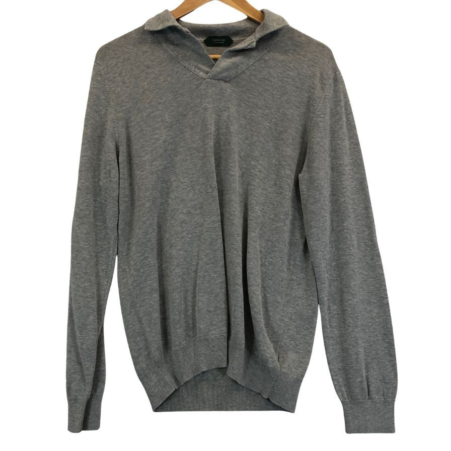 美品◆ザノーネ ニット 襟付き コットン メンズ グレー サイズ48 ZANONE 【AFB36】