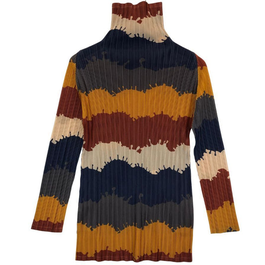 美品◆プリーツプリーズ カットソー PP53-FK352 ハイネック レディース 総柄 サイズ3 PLEATS PLEASE 【AFB5】