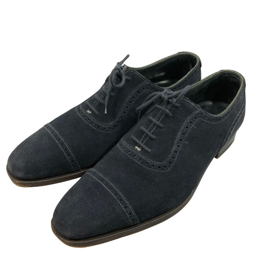 クロケット&ジョーンズ アルバニー  ネイビー スエ－ド サイズUK6.5E Crockett & Jones Albany ビジネスシューズ 約25.0cm【LA】【中古】