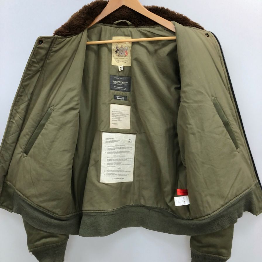 中古◆モニタリー アウター ミリタリージャケット B-15 キャンバス 止水ジップ メンズ サイズ42 カーキ系 monitaly 【AFA13】