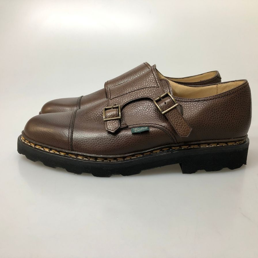 パラブーツ ダブルモンク ウィリアム  グレインレザー ブラウン ブラウン メンズ サイズUK6.5 PARABOOT ビジネスシューズ 約25.0cm【LA】【中古】