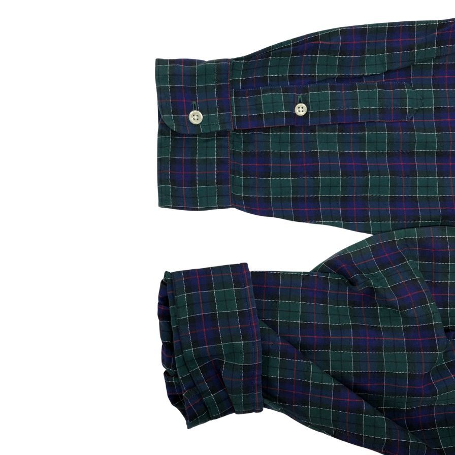 美品◆ポロラルフローレン 90S ボタンダウンシャツ タータンチェック ネイビー系 メンズ サイズXL Polo Ralph Lauren 【AFB35】