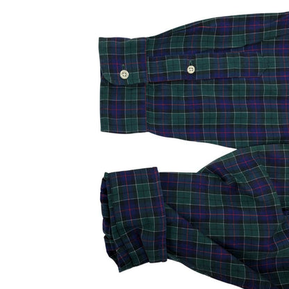 美品◆ポロラルフローレン 90S ボタンダウンシャツ タータンチェック ネイビー系 メンズ サイズXL Polo Ralph Lauren 【AFB35】