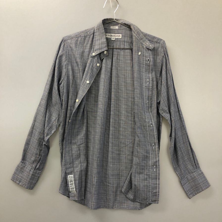 美品◆インディビジュアライズドシャツ 長袖シャツ ボタンダウン チェック グレー メンズ サイズ15-32 INDIVIDUALIZED SHIRTS 【AFB51】