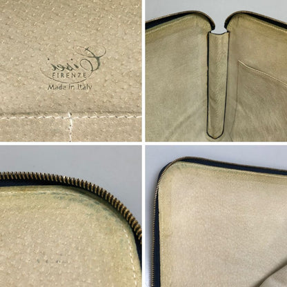 シセイ レザーケース タブレットケース ドキュメントケース スエード×レザー コンビ メンズ グレー Cisei FIRENZE【AFE3】【中古】