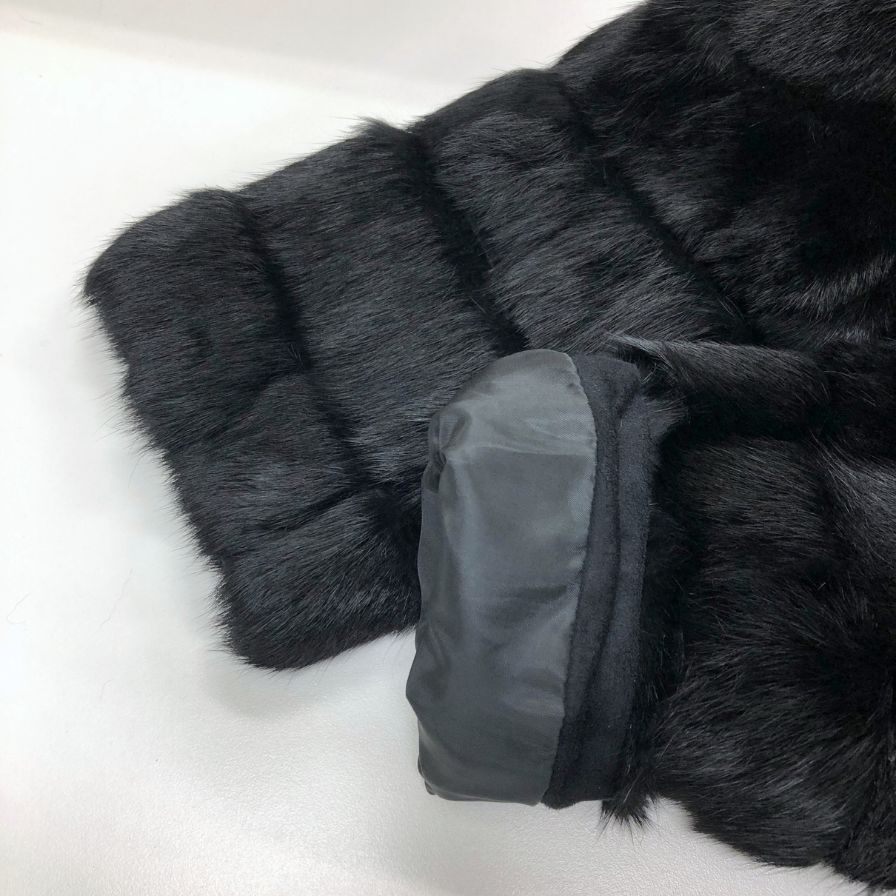 美品◆ロデオクラウン コート ラビット ファー ハーフ ノーカラー ブラック レディース サイズM RODEO CROWNS 【AFF21】