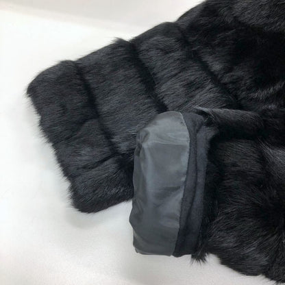 美品◆ロデオクラウン コート ラビット ファー ハーフ ノーカラー ブラック レディース サイズM RODEO CROWNS 【AFF21】